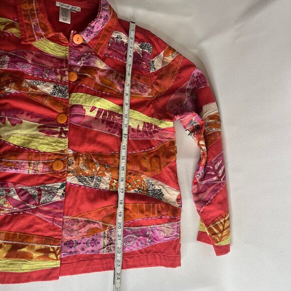 Coldwater Creek Womens Blazer Jacket Size Large Multicolored Button Up Patchwork - Picture 10 of 10